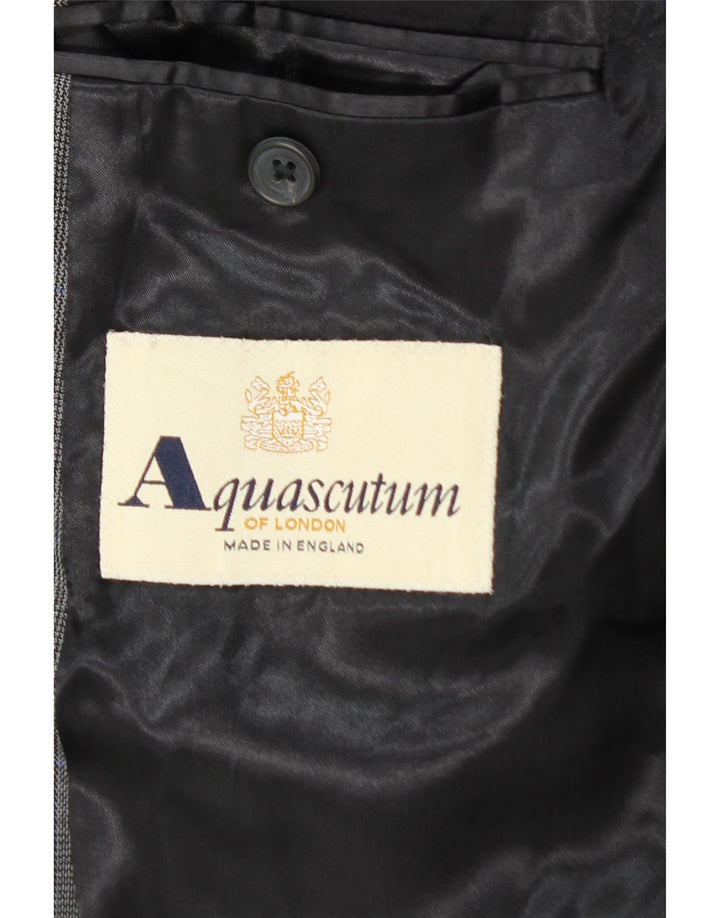 AQUASCUTUM Męska marynarka zapinana na 3 guziki UK 48 4XL Szara wełniana kratka