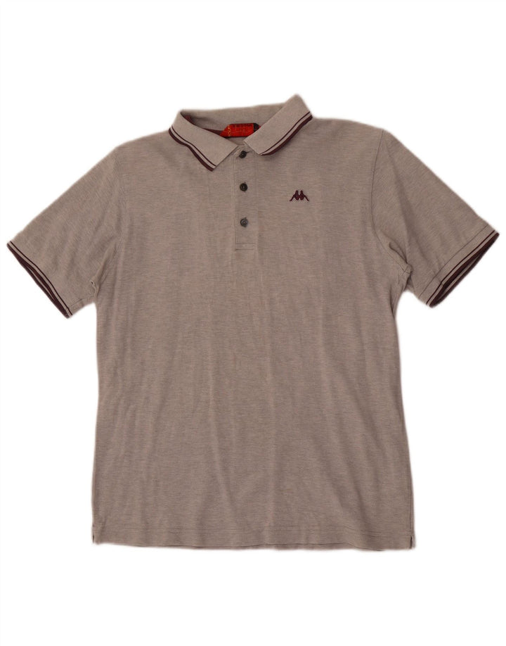 Męska koszulka polo Kappa, mała, szara, bawełniana w plamki
