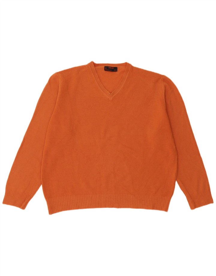 Męski sweter ZARA z dekoltem w kształcie litery V, XL, pomarańczowy, wełniany