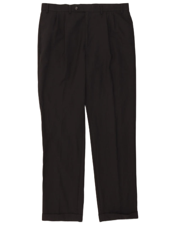 Męskie spodnie garniturowe Ralph Lauren Total Comfort W36 L34 Czarna wełna