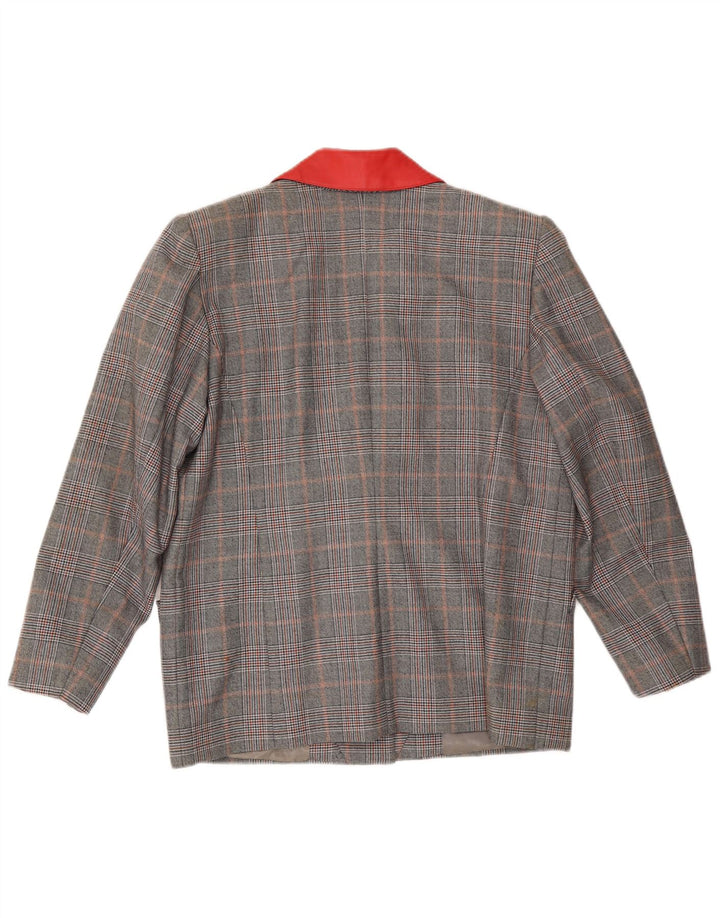 Damska marynarka VINTAGE zapinana na 3 guziki UK 16, duża, szara krata