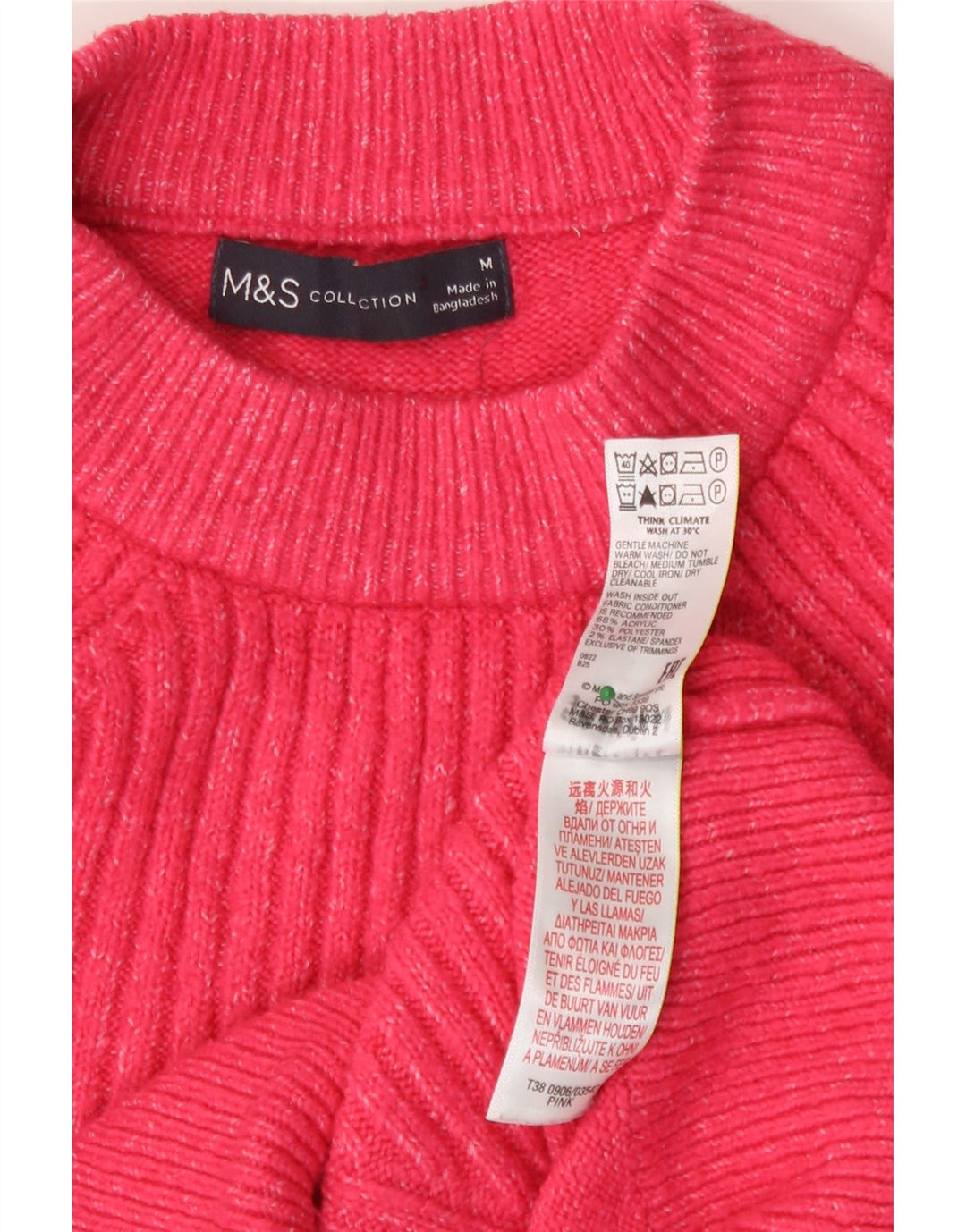 Marks & Spencer Damski sweter z okrągłym dekoltem, UK 14, średni róż