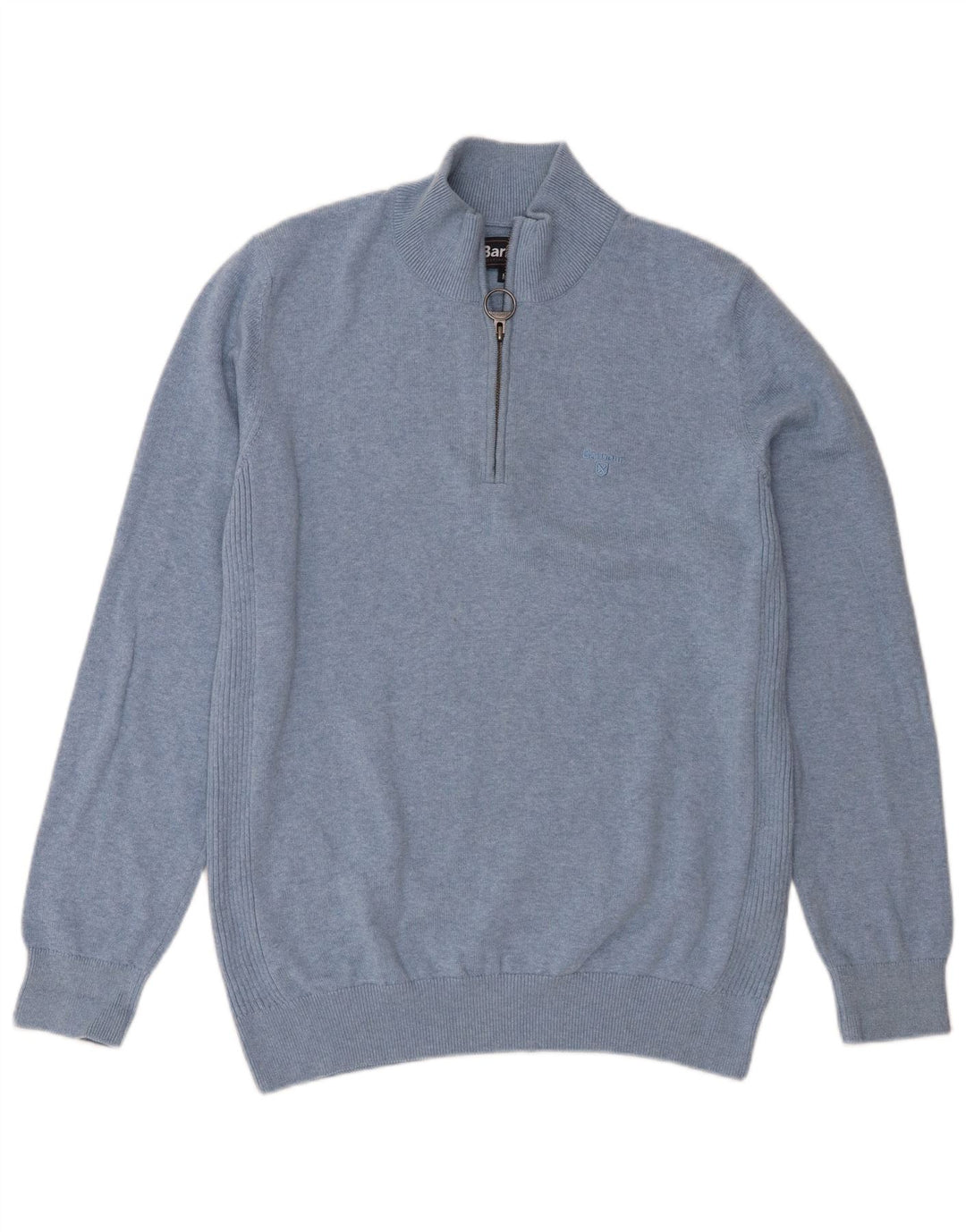 Męski sweter z zamkiem błyskawicznym Barbour, średni niebieski, bawełniany