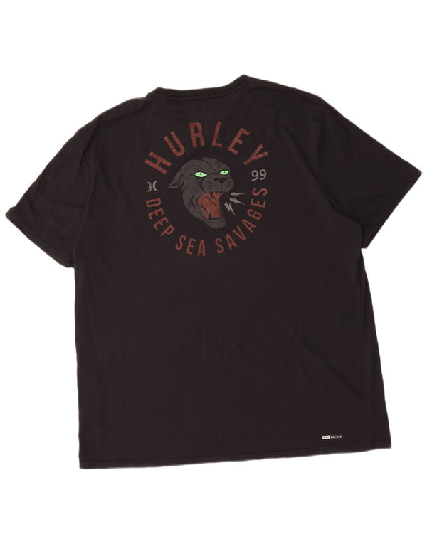 Męski T-shirt z grafiką Hurley Premium Fit, 2XL, czarny, bawełniany