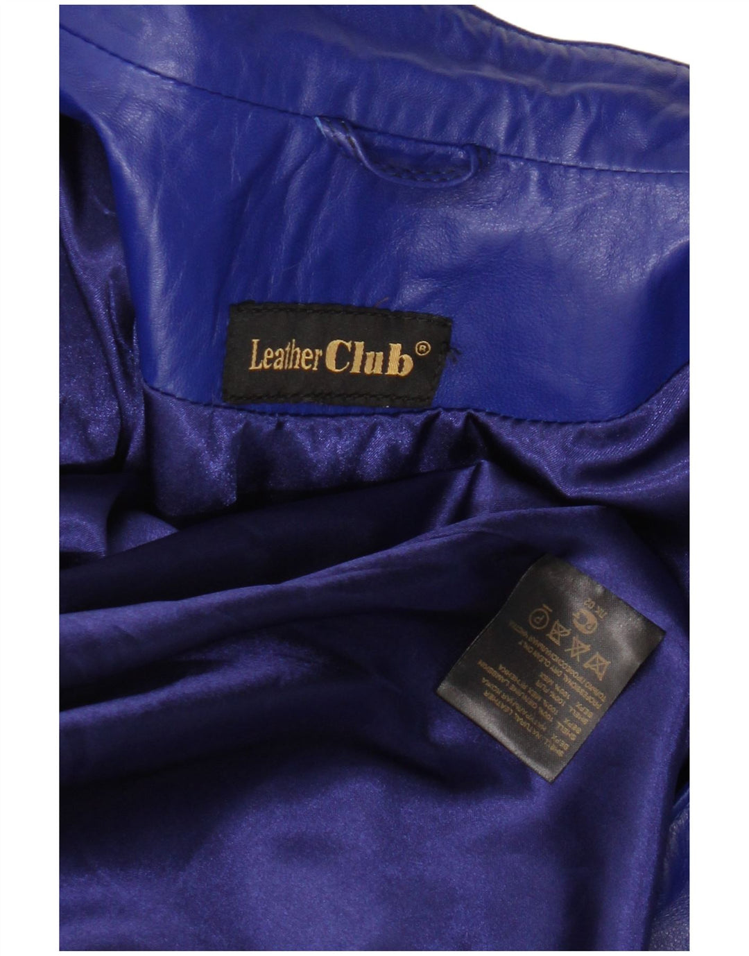 Vintage damska kurtka skórzana UK 14, średnia niebieska skóra