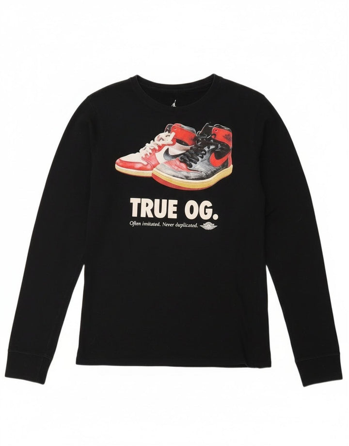 Męski top z grafiką Jordan z długim rękawem, mały, czarny, bawełniany