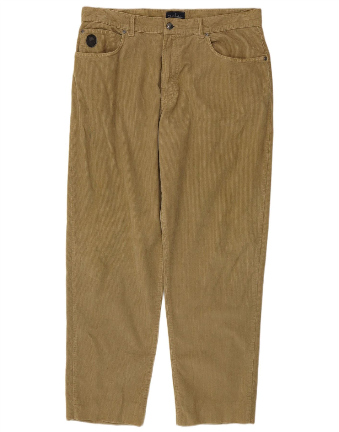 Proste sztruksowe spodnie TRUSSARDI IT 54 2XL W40 L32 Khaki Cotton