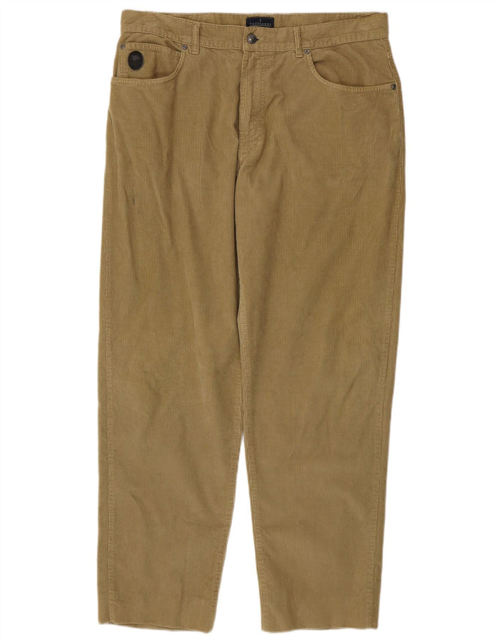 Proste sztruksowe spodnie TRUSSARDI IT 54 2XL W40 L32 Khaki Cotton