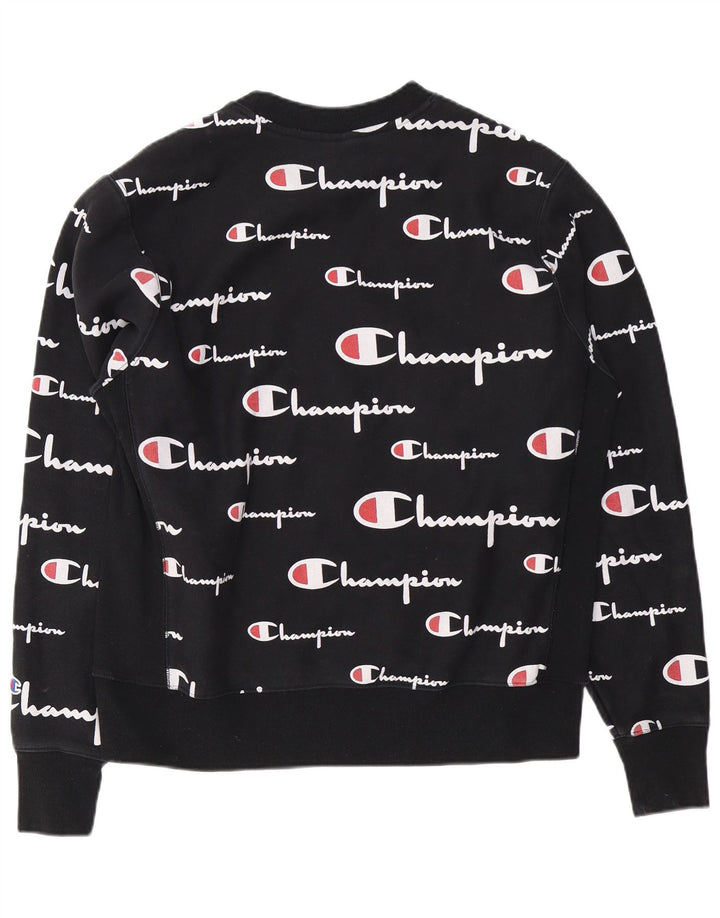 Męski sweter z grafiką Champion, duży, czarny, bawełniany