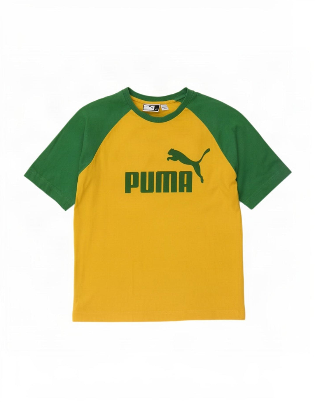 Męski T-shirt Puma z grafiką, mały, żółty, z blokami kolorów