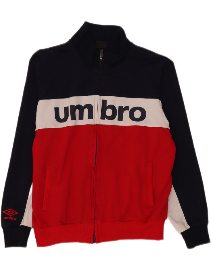 Męska kurtka dresowa Umbro z grafiką, średnia, granatowa, bawełniana w bloki kolorów