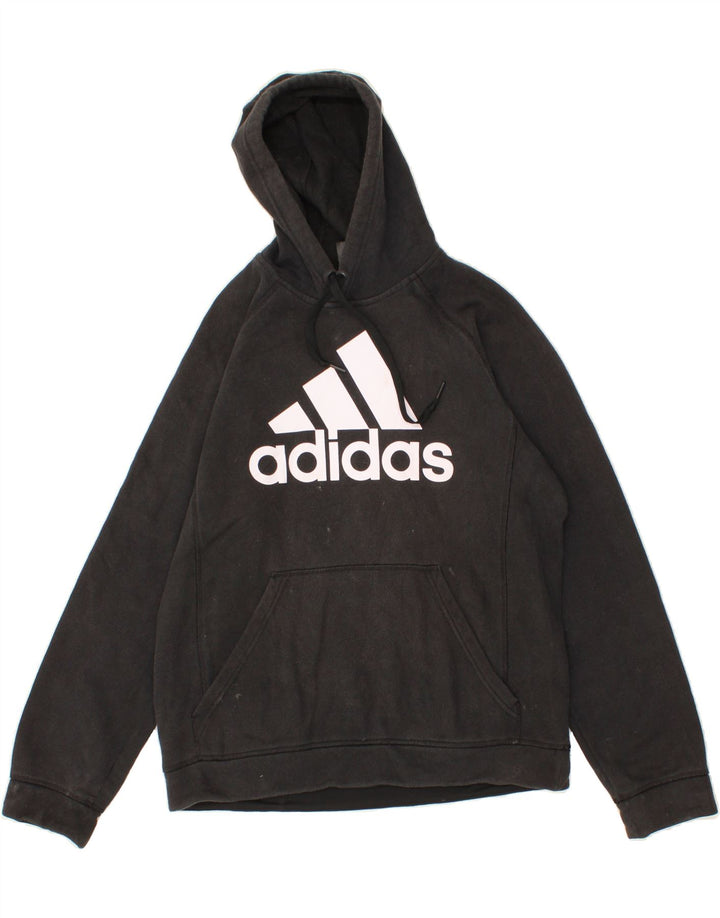 ADIDAS Mens Graphic Hoodie Jumper Medium Black Cotton Vintage Adidas and Second-Hand Adidas from Messina Hembry 