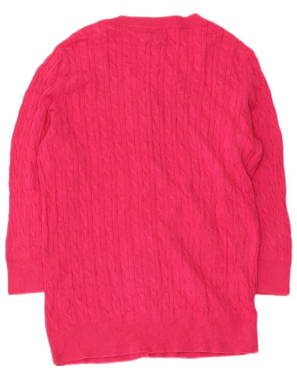 Damski sweter rozpinany Tommy Hilfiger z rękawem 3/4, UK 12, średnio różowy, bawełniany
