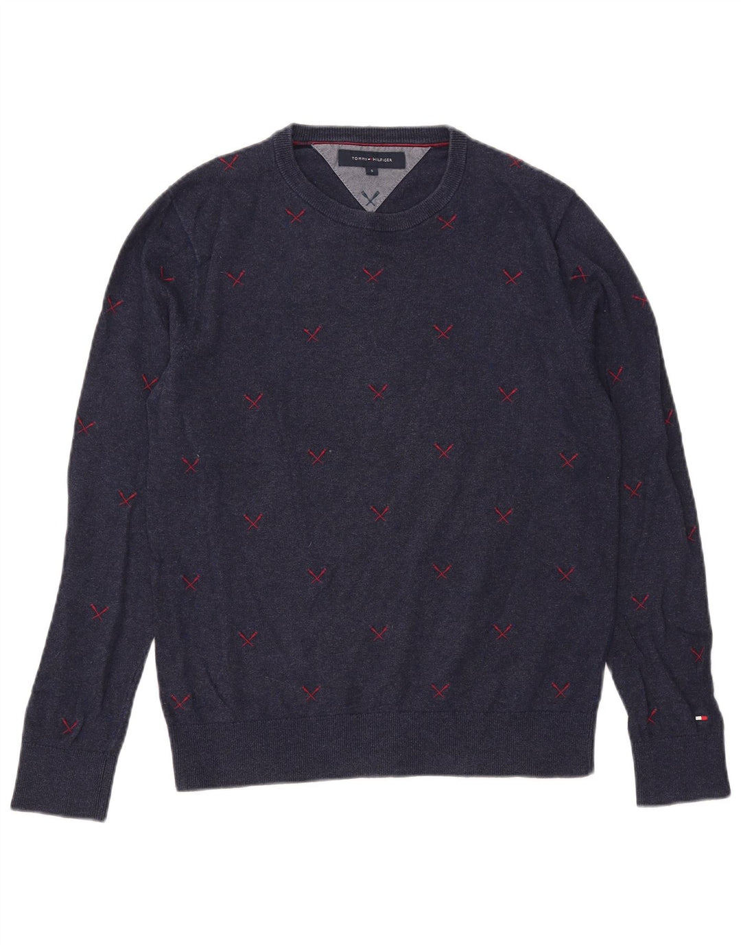 Męski sweter z okrągłym dekoltem Tommy Hilfiger, mały granatowy poliester