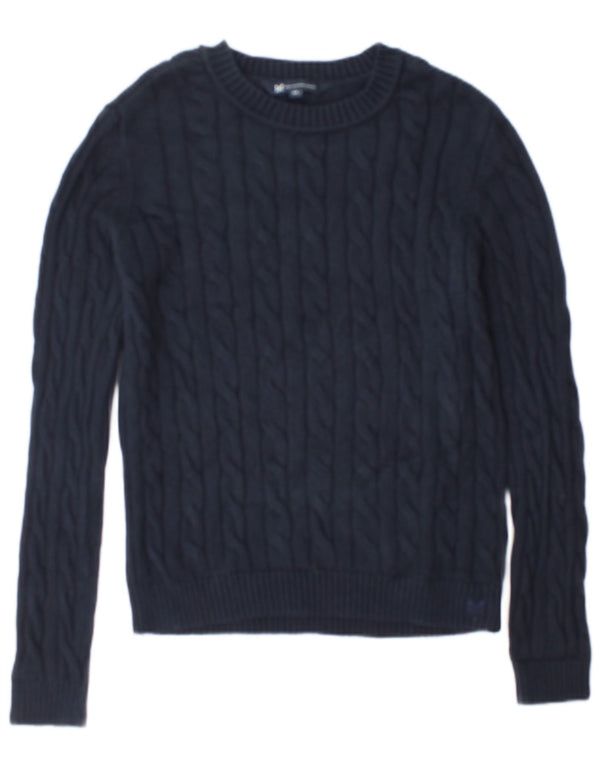 Crew Clothing Damski sweter z dekoltem w łódkę UK 14, duży, granatowy, bawełniany
