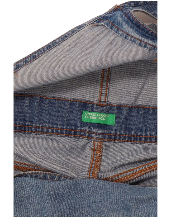 Damskie jeansy ogrodniczki BENETTON z szeroką nogawką W36 XL, niebieskie