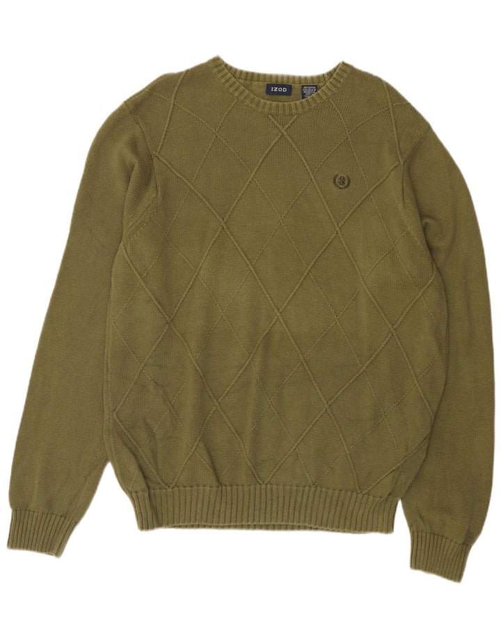 IZOD Męski sweter z dekoltem w łódkę, średnia bawełna khaki