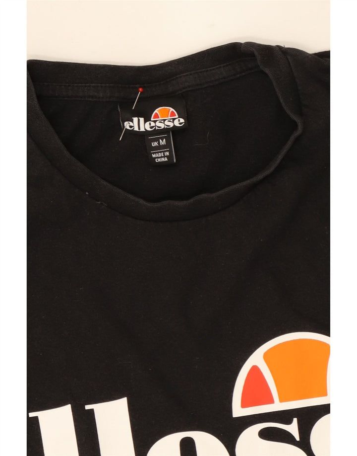 ELLESSE Mens Graphic T-Shirt Top Medium Black Cotton Vintage Ellesse and Second-Hand Ellesse from Messina Hembry 