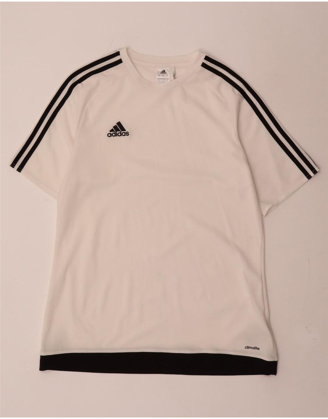 Adidas Męska koszulka Climalite Top, duża, biała, poliestrowa z blokami kolorów