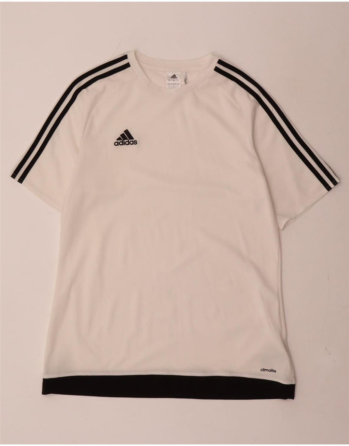 Adidas Męska koszulka Climalite Top, duża, biała, poliestrowa z blokami kolorów