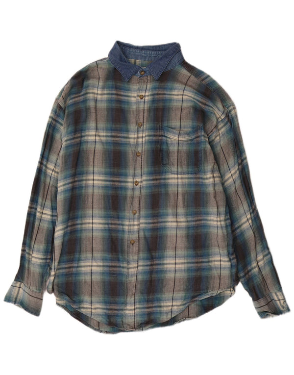 Męska koszula flanelowa Route 66 XL w niebieską kratkę, bawełniana