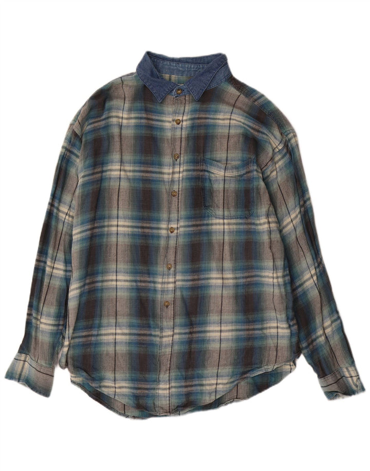 Męska koszula flanelowa Route 66 XL w niebieską kratkę, bawełniana