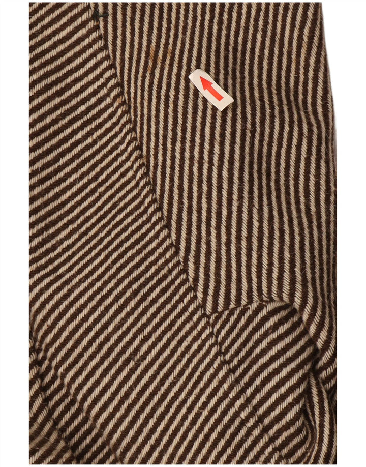 Vintage damski płaszcz UK 14 w średnie brązowe prążki