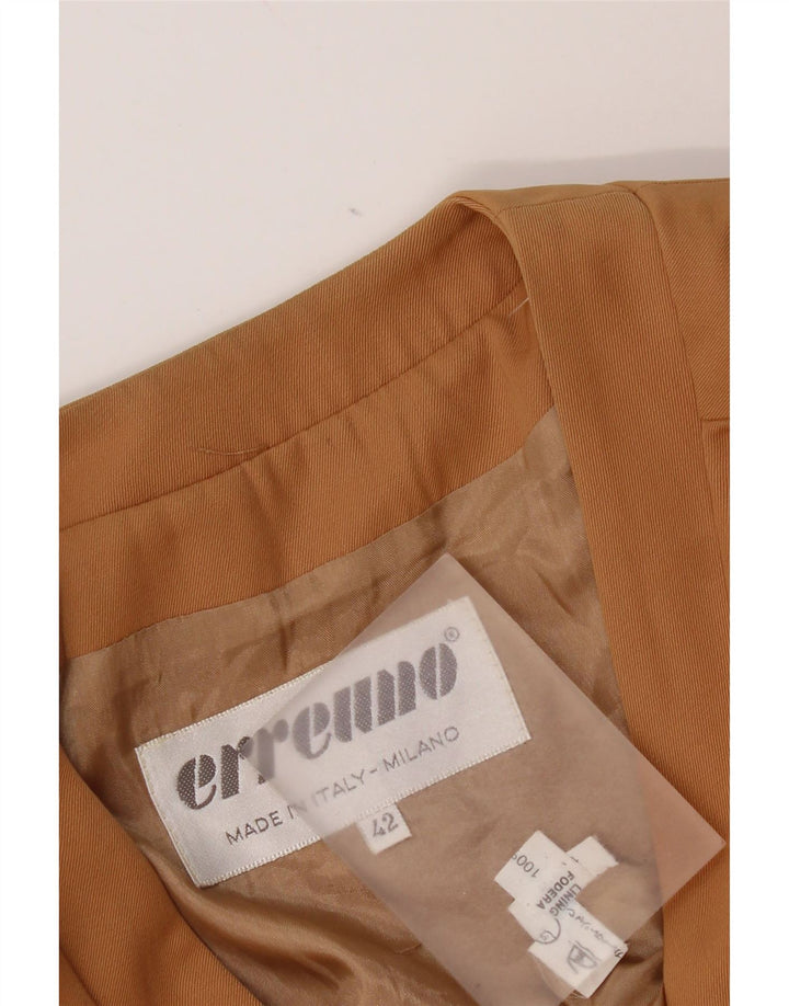 Vintage damska marynarka zapinana na 3 guziki i rękaw 3/4 IT 42 średni brązowy sztuczny jedwab