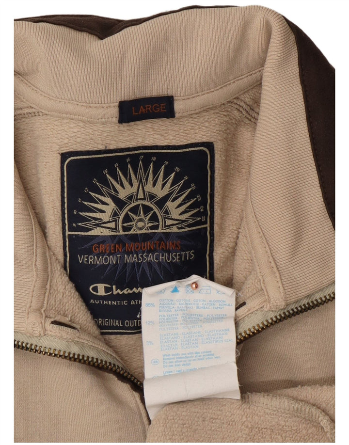 Męska bluza CHAMPION z zamkiem błyskawicznym, duża, beżowa, bawełniana w bloki kolorów