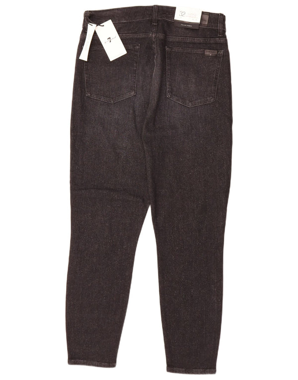 7 For All Mankind Damskie dżinsy z wysokim stanem i wąskimi nogawkami W32 L26 Czarna bawełna