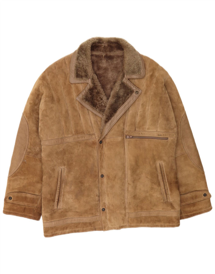 Vintage męska kurtka shearling IT 52 XL beżowa
