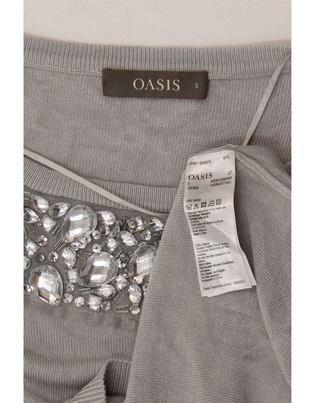 Damski sweter Oasis z dekoltem w łódkę UK 10 Small Szara wiskoza