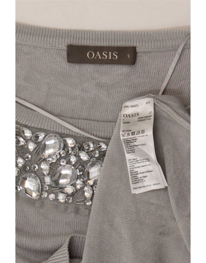 Damski sweter Oasis z dekoltem w łódkę UK 10 Small Szara wiskoza