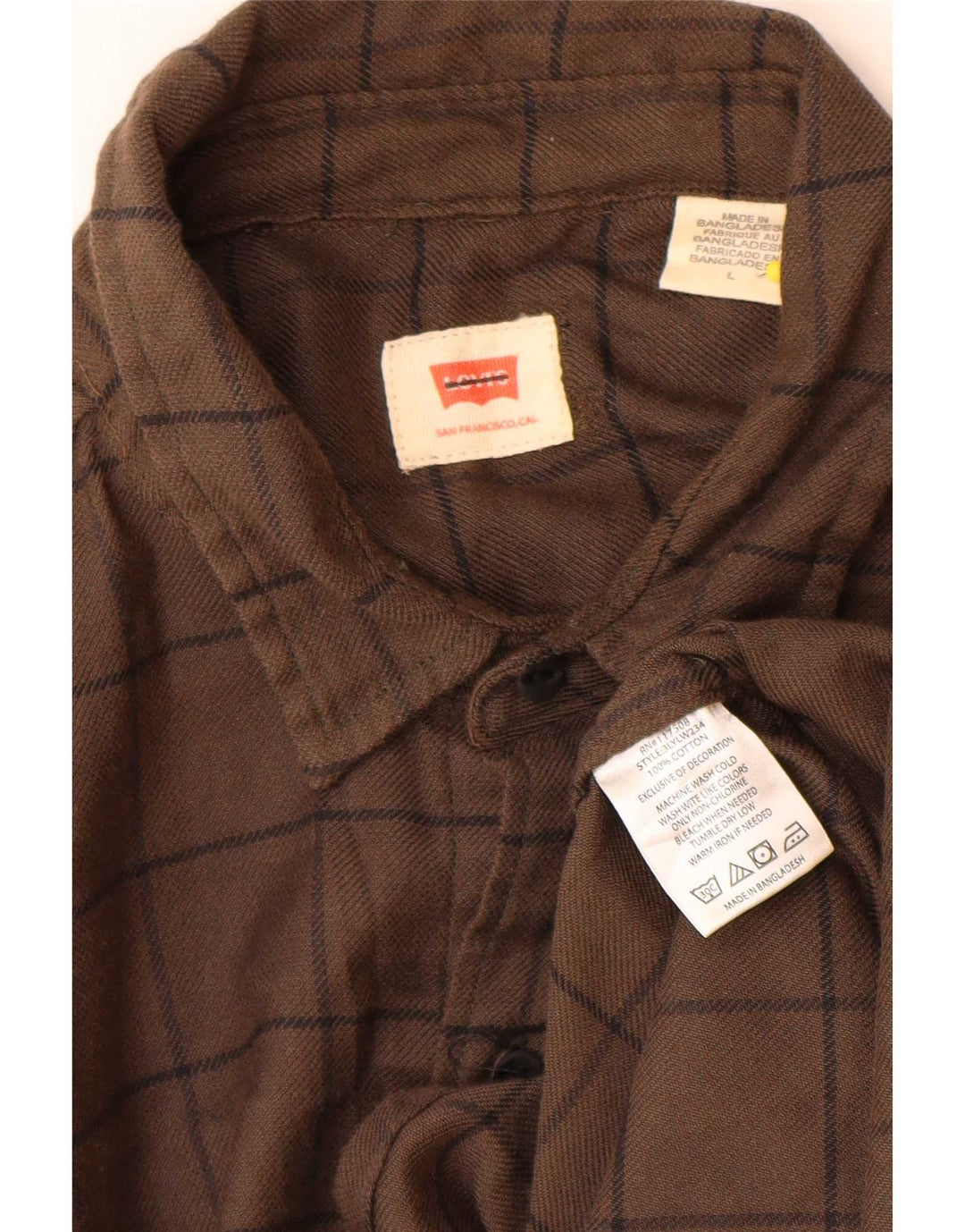 Męska koszula flanelowa Levi's, duża, brązowa, bawełniana w kratę