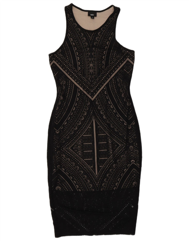 Damska obcisła sukienka bez rękawów MOSSIMO UK 6 XS, czarna, geometryczna wiskoza