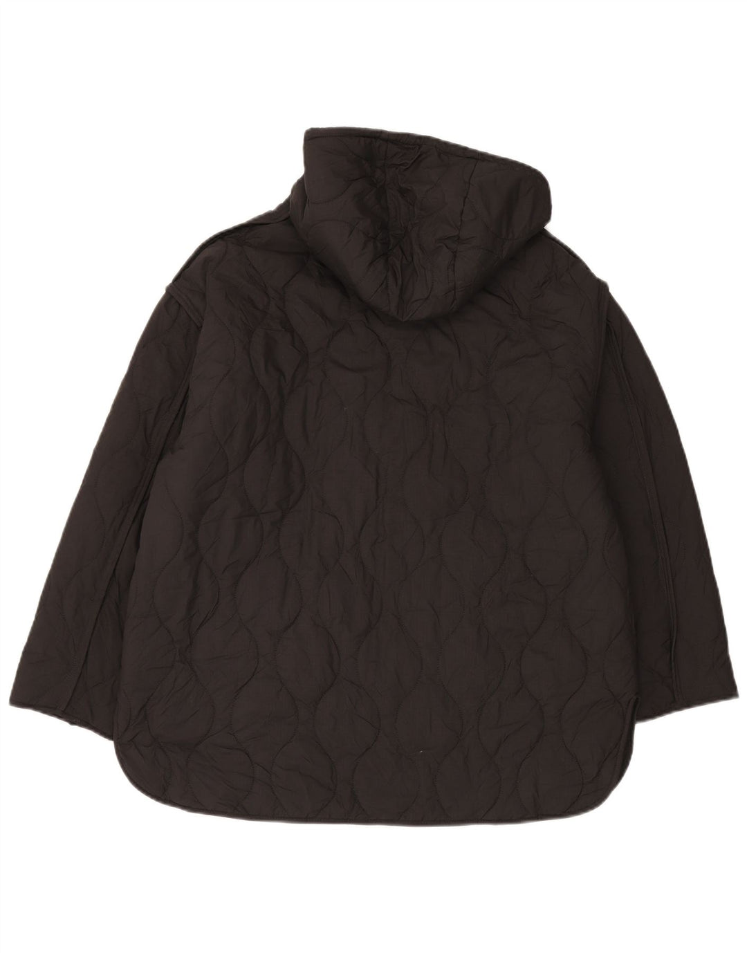 Damska pikowana kurtka oversize z kapturem Zara UK 10, mała, czarna, poliester