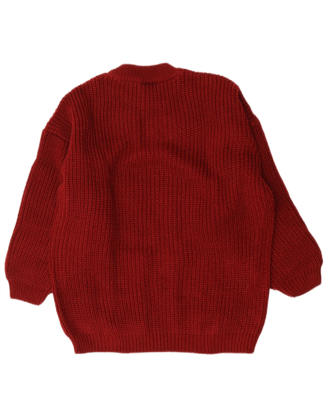 Vintage damski sweter oversize z okrągłym dekoltem, EU 38/40, średni bordowy