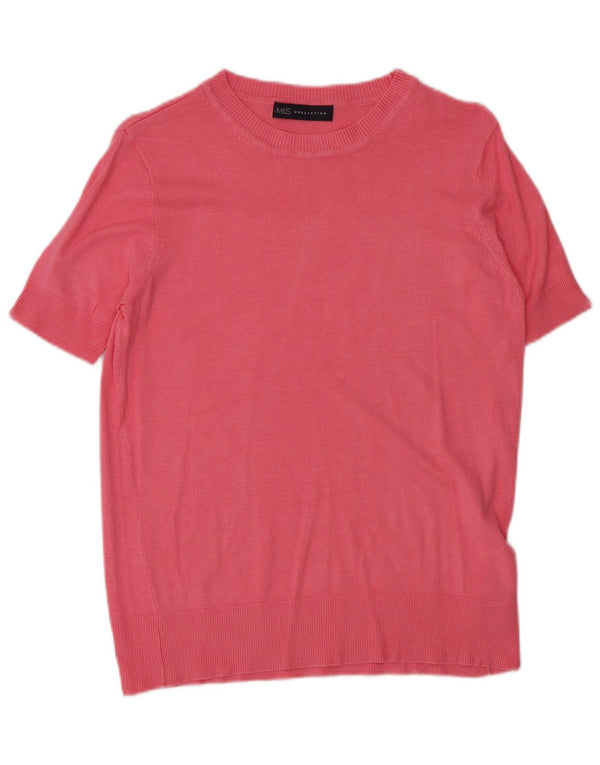 Marks & Spencer Damski sweter z dekoltem w łódkę, UK 8, mały, różowy