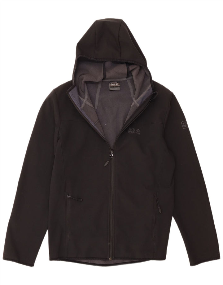 Męska kurtka wiatrówka Jack Wolfskin z kapturem UK 40/42, duży czarny poliester