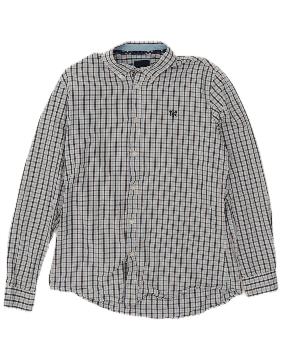 Crew Clothing Męska koszula o dopasowanym kroju, bawełniana w średnią niebieską kratkę