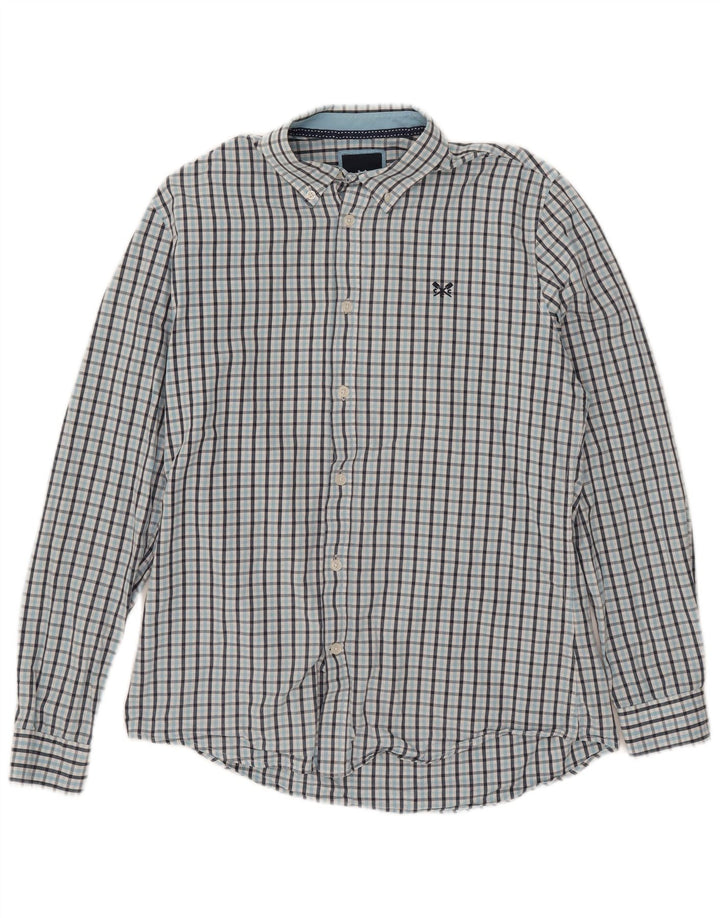 Crew Clothing Męska koszula o dopasowanym kroju, bawełniana w średnią niebieską kratkę