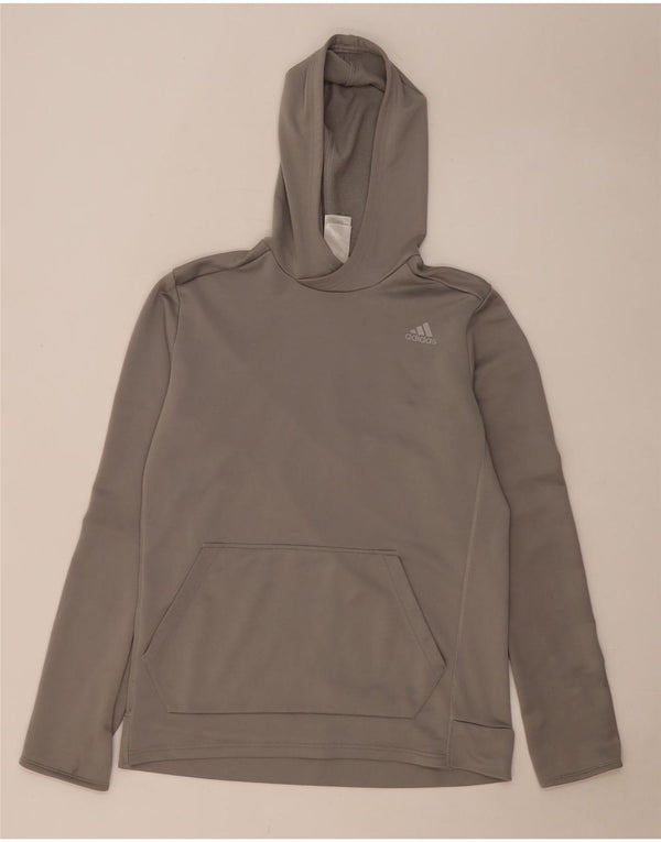 ADIDAS Mens Climalite Hoodie Jumper Medium Grey Polyester