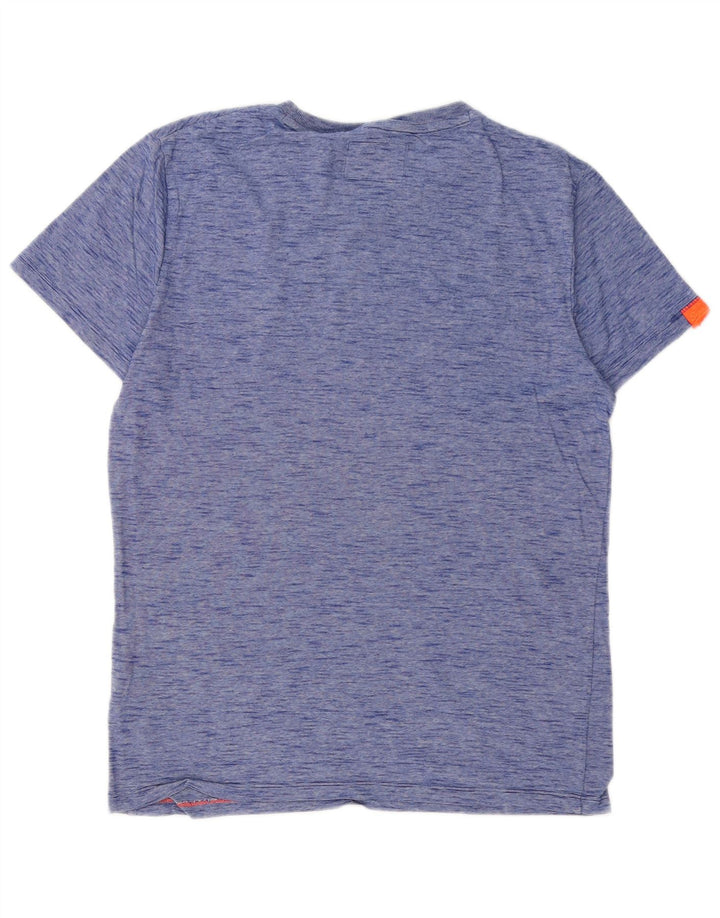 SUPERDRY Męski T-shirt Top Średnioniebieski, bawełniany w cętki