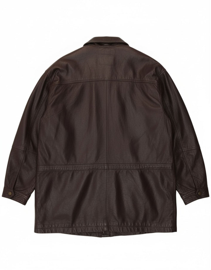 Vintage męska kurtka skórzana IT 58 4XL bordowa skóra