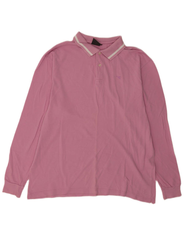 Męska koszulka polo z długim rękawem Diadora 2XL, różowa bawełna