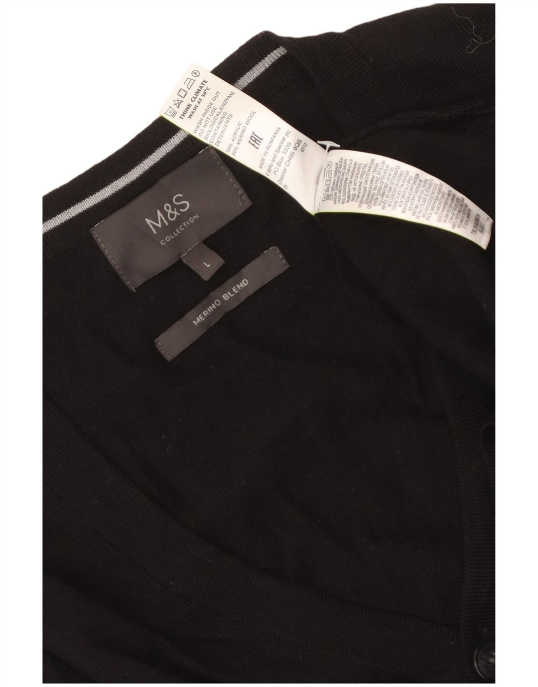Marks & Spencer Męski sweter rozpinany, duży, czarny, akrylowy