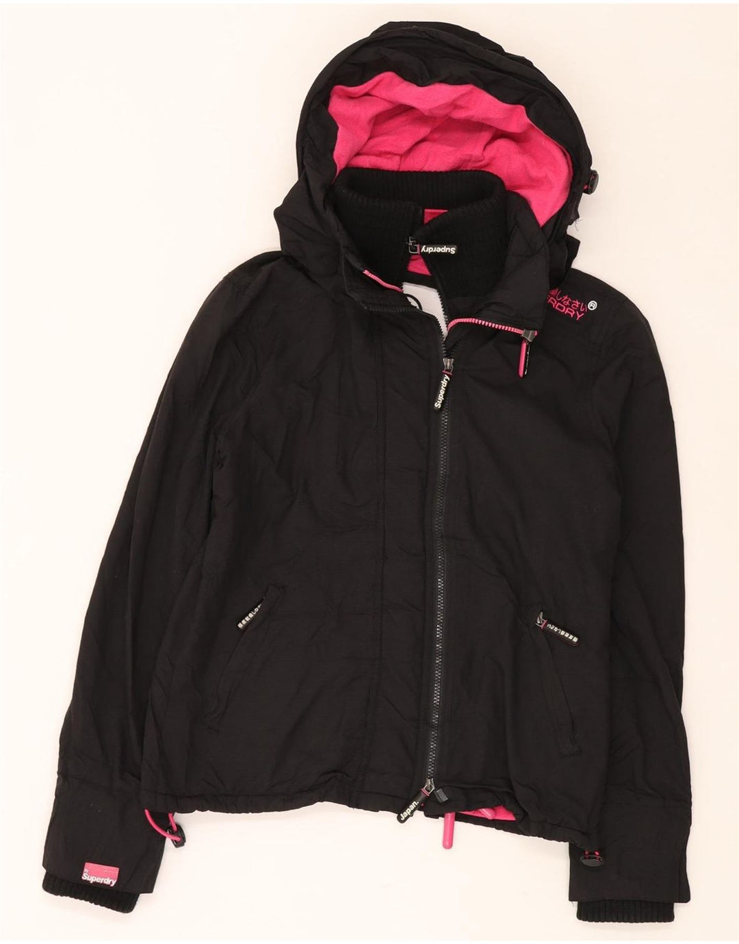 Damska wiatrówka z kapturem SUPERDRY UK 14, średnia czarna