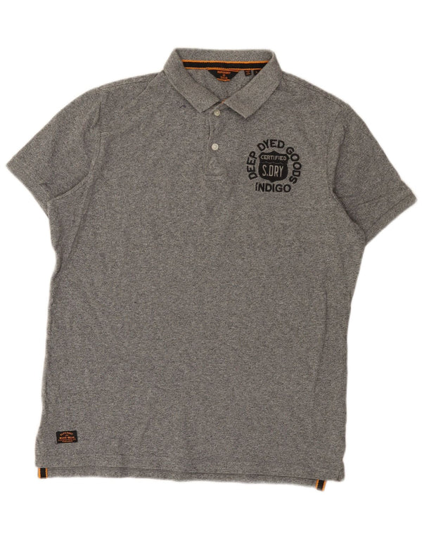 Męska koszulka polo Superdry z grafiką, duża, szara, bawełniana w plamki