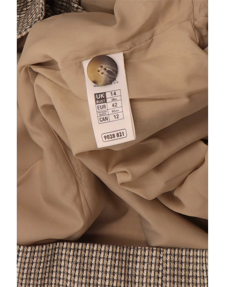 Marks & Spencer Damska marynarka o przedłużonym fasonie UK 14, duża, beżowa, w prążki