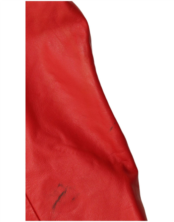 Vintage damska skórzana kurtka racer EU 40, średnia czerwona skóra